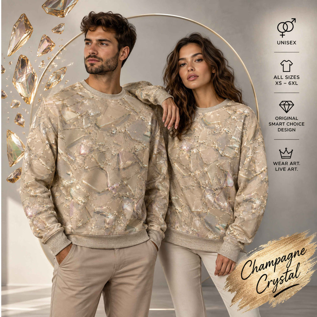Unisex Sweatshirt – Champagne Crystal Abstract All-Over Print
