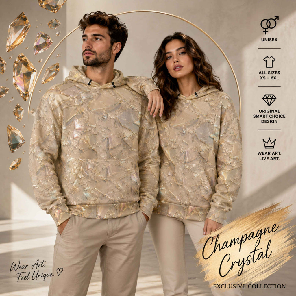 Unisex Hoodie – Champagne Crystal Abstract All-Over Print