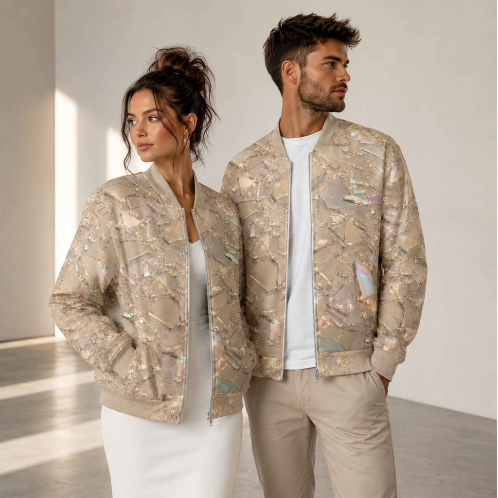 Unisex Bomber Jacket – Champagne Crystal Abstract All-Over Print