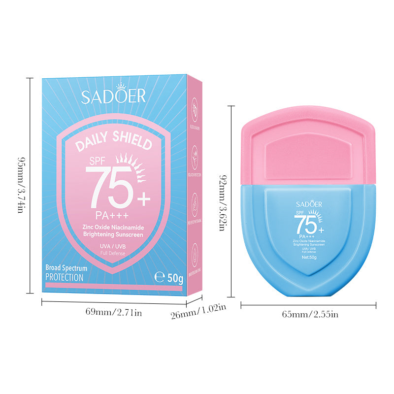 SADOER SPF 75+  Zinc Oxide Niacinamide Brightening Sunscreen 50g