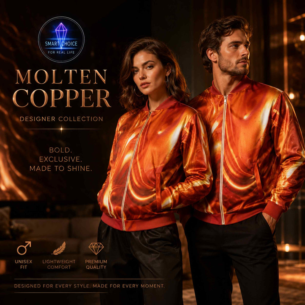 Molten Copper Designer Unisex Bomber Jacket – Luxury All-Over Print Lightweight Jacket.               🚚
ᶠʳᵉᵉ ˢʰⁱᵖᵖⁱⁿᵍ ⁱⁿᶜˡᵘᵈᵉᵈ