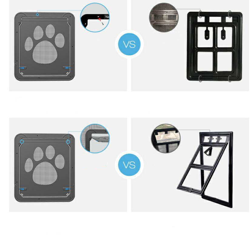 Gattaiola in plastica bloccabile a 4 vie per cani di taglia grande e gatti, per finestra con zanzariera, a sportello di sicurezza