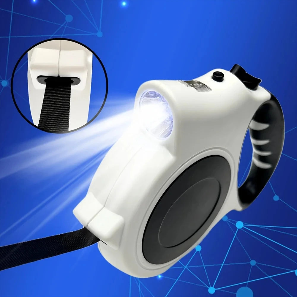 Retractable Dog Leash with LED Light 5M | Automatic Lock for Medium & Large Dogs