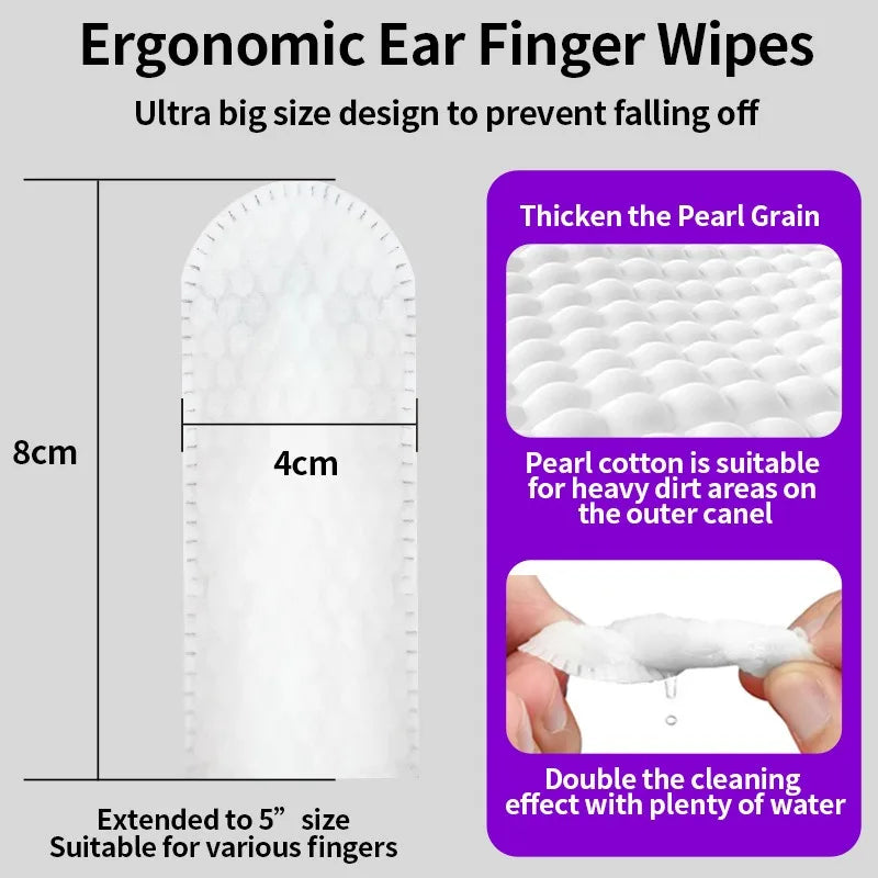 Pet Ear Cleaning Finger Wipes for Dogs & Cats | 50 Disposable Cleaning Wipes.