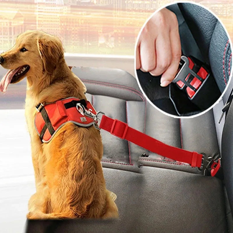 Adjustable Dog Car Seat Belt | Travel Safety Harness for Small & Large Dogs.