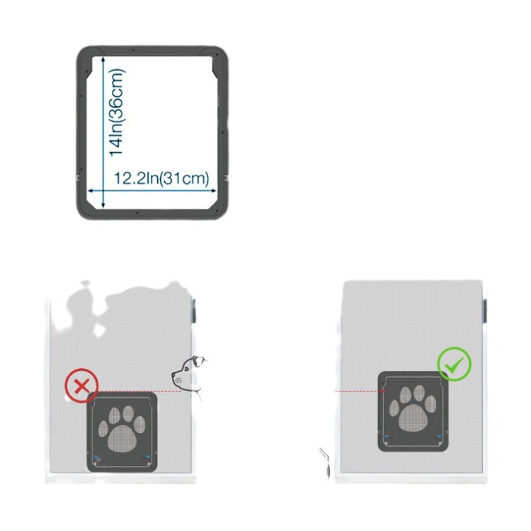 Gattaiola in plastica bloccabile a 4 vie per cani di taglia grande e gatti, per finestra con zanzariera, a sportello di sicurezza
