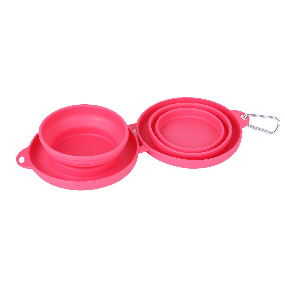 Rubber Foldable Double Pet Bowl for Dogs and Cats. Food and Water Travel