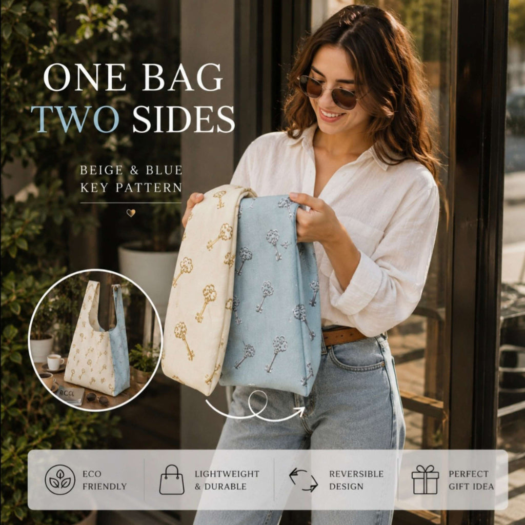 Vintage Key Pattern Reusable Shopping Bag
