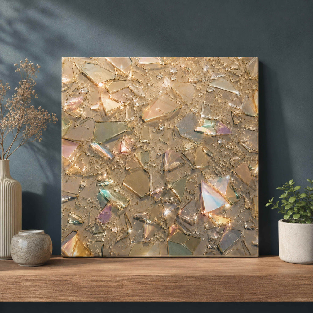 Canvas Wall Art – Champagne Crystal Glass 3D Abstract Design